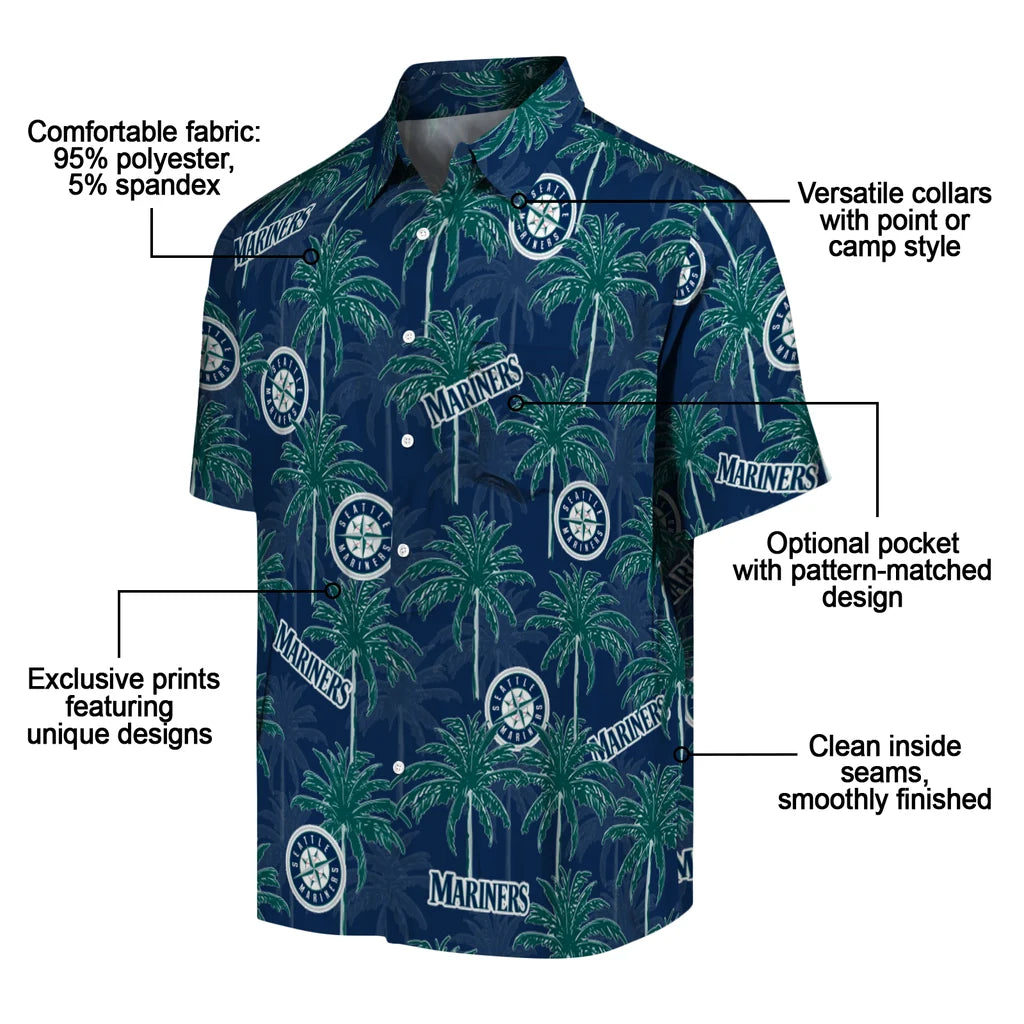 Seattle Mariners Hawaiian Shirt - Palm Tree Motif | Moonbestprint