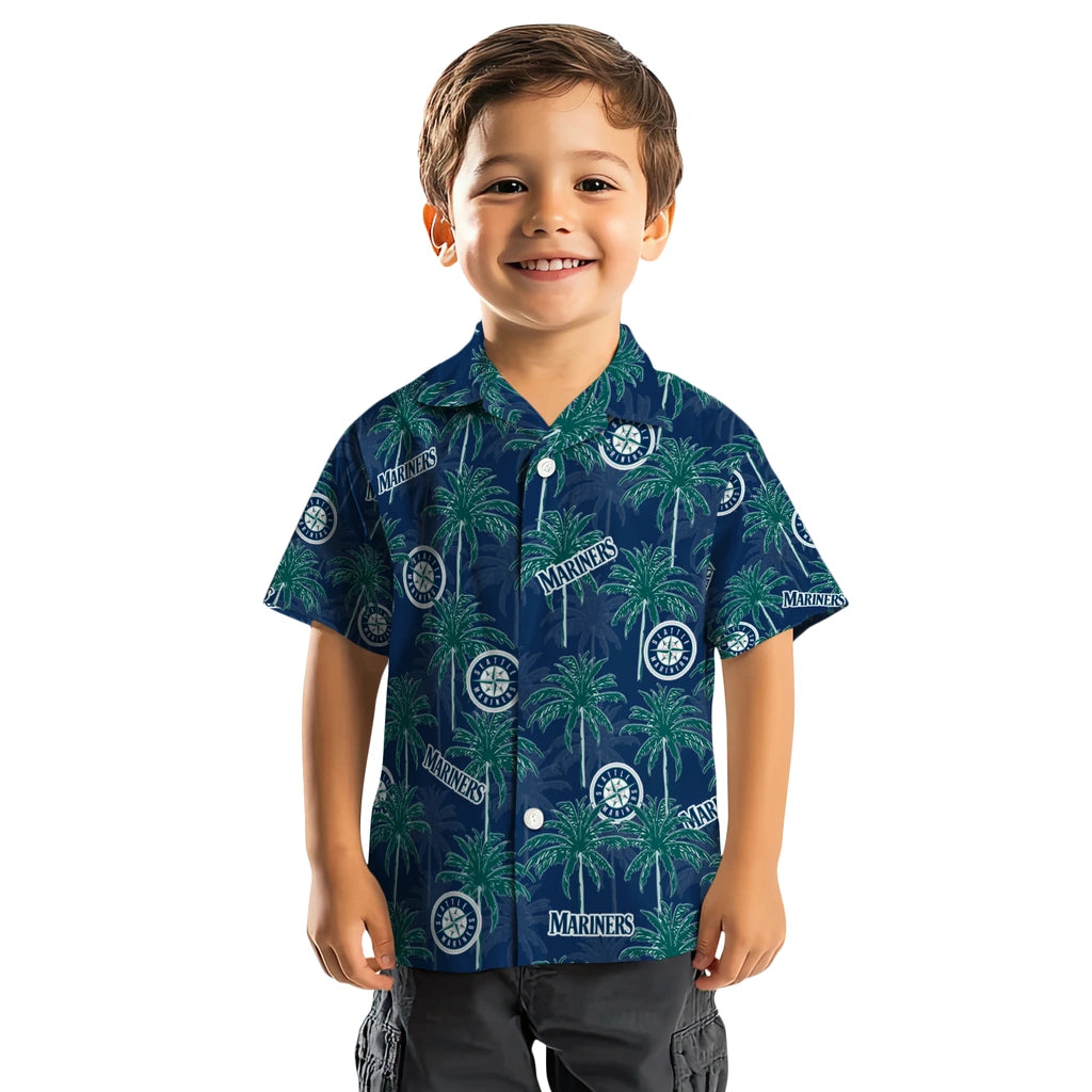 Seattle Mariners Hawaiian Shirt - Palm Tree Motif | Moonbestprint