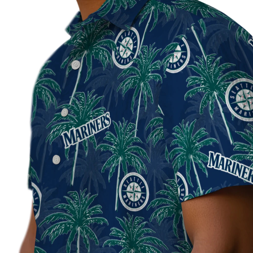 Seattle Mariners Hawaiian Shirt - Palm Tree Motif | Moonbestprint