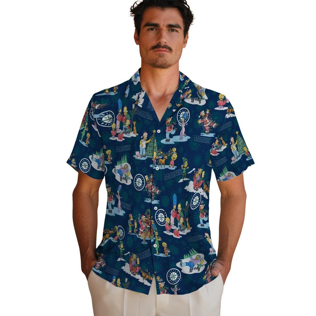 Seattle Mariners Hawaiian Shirt - Simpsons Christmas | Moonbestprint