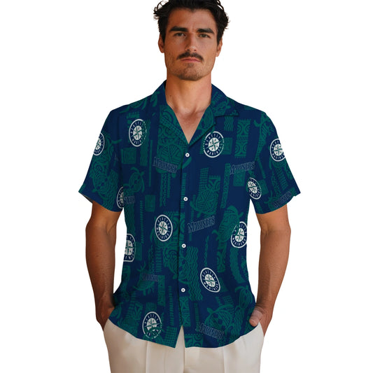 Seattle Mariners Hawaiian Shirt - Turtle Lines | Moonbestprint