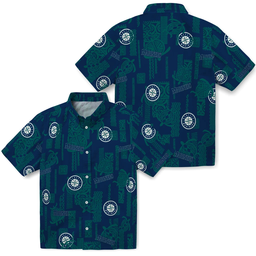 Seattle Mariners Hawaiian Shirt - Turtle Lines | Moonbestprint