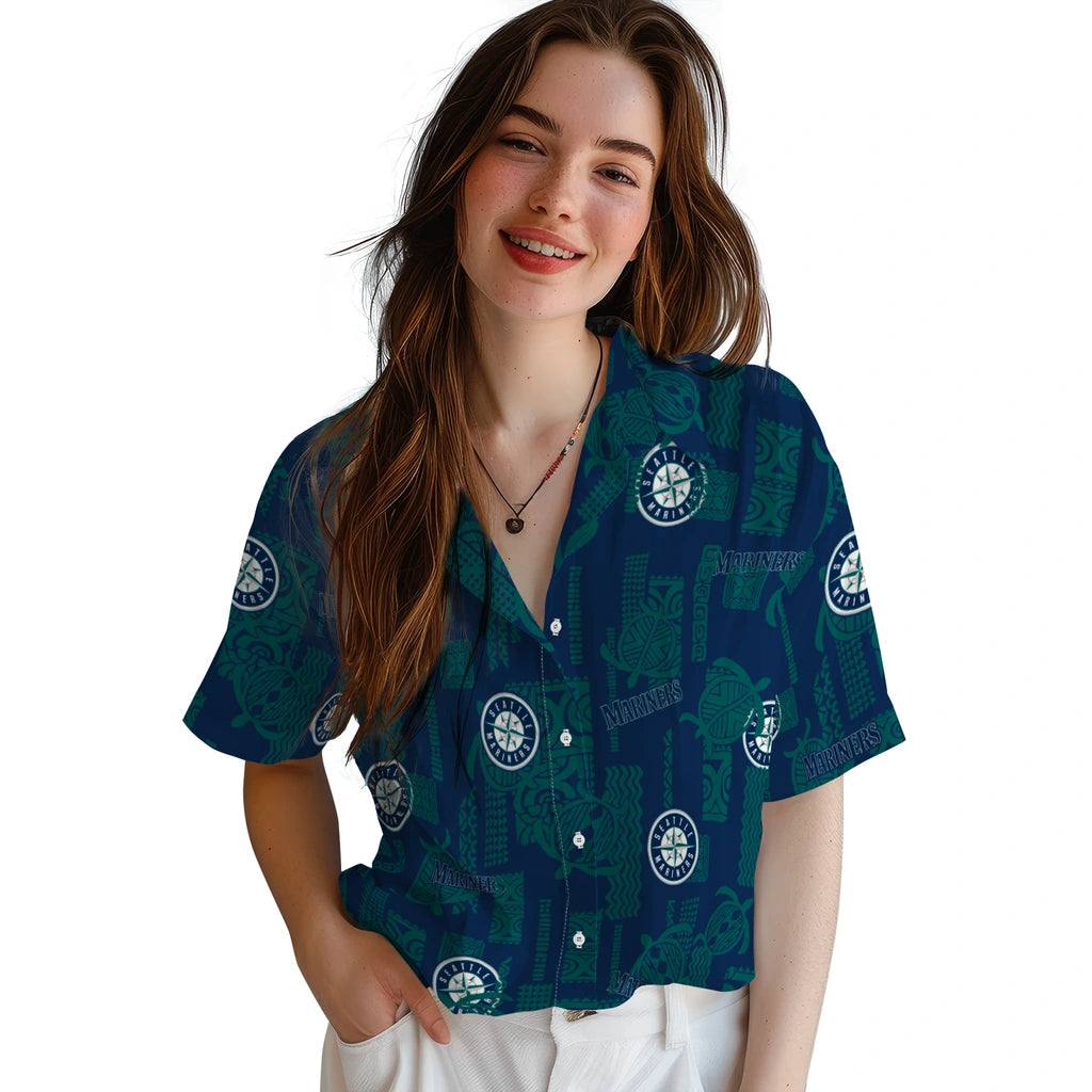 Seattle Mariners Hawaiian Shirt - Turtle Lines | Moonbestprint