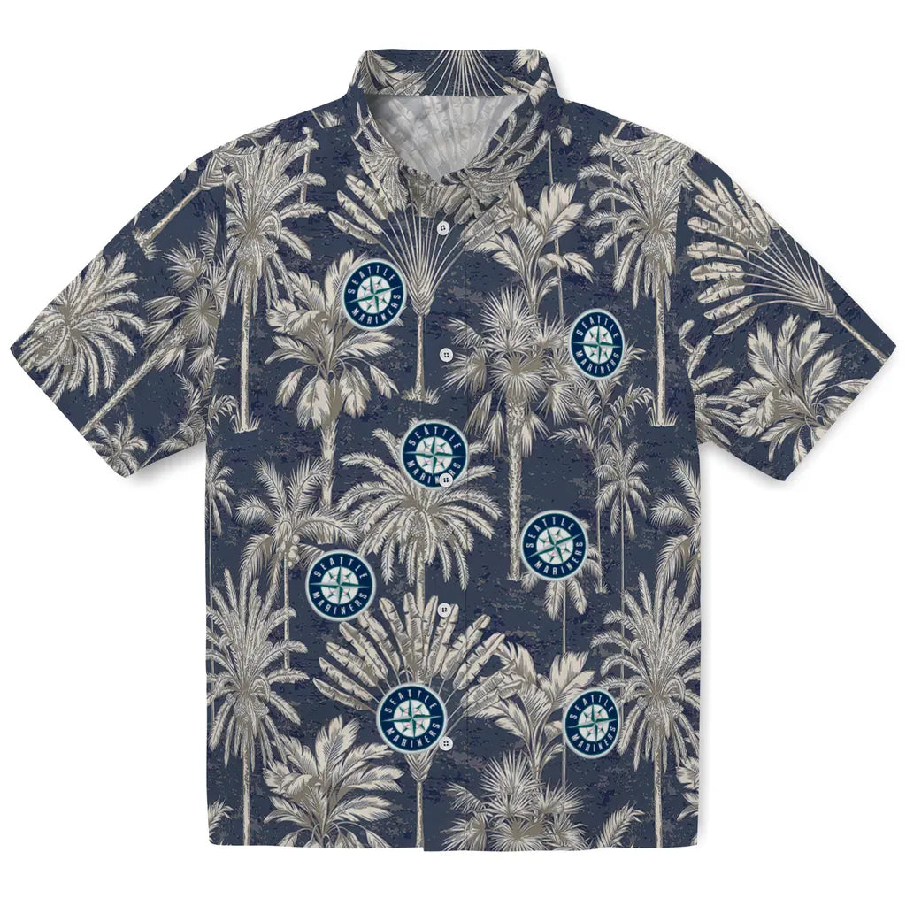 Seattle Mariners Hawaiian Shirt - Vintage Palm Tree | Moonbestprint