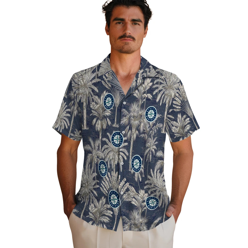 Seattle Mariners Hawaiian Shirt - Vintage Palm Tree | Moonbestprint