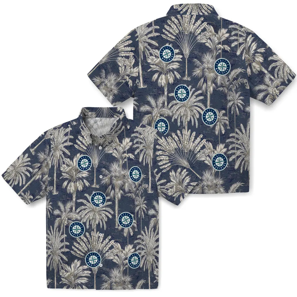 Seattle Mariners Hawaiian Shirt - Vintage Palm Tree | Moonbestprint