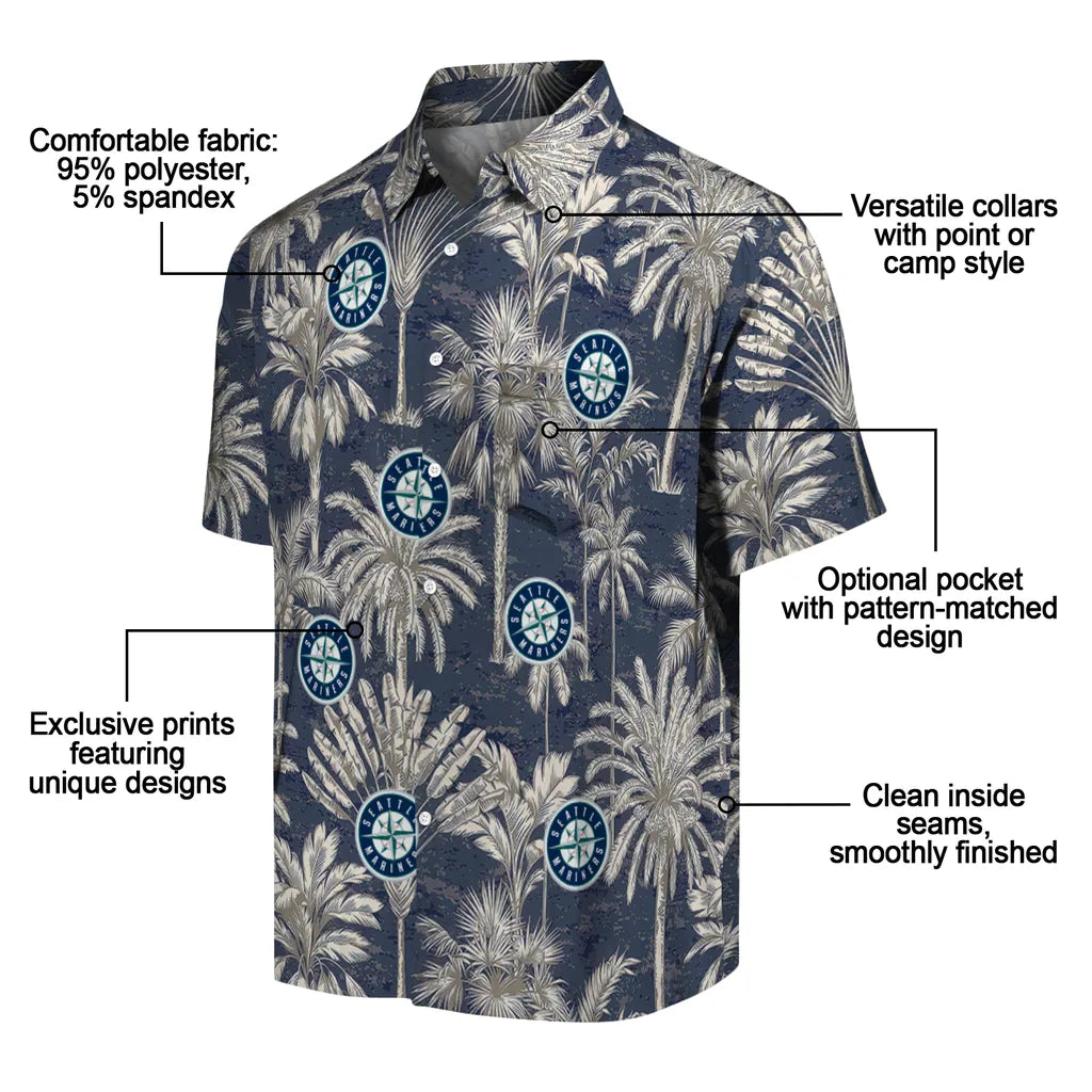 Seattle Mariners Hawaiian Shirt - Vintage Palm Tree | Moonbestprint