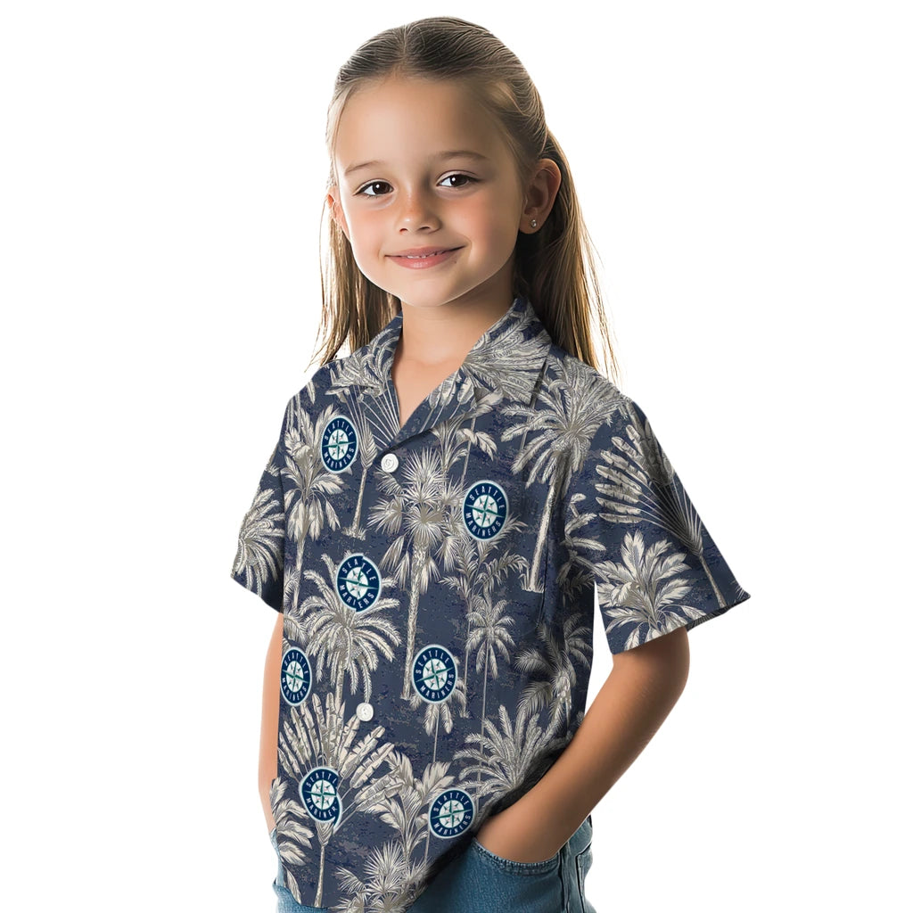 Seattle Mariners Hawaiian Shirt - Vintage Palm Tree | Moonbestprint