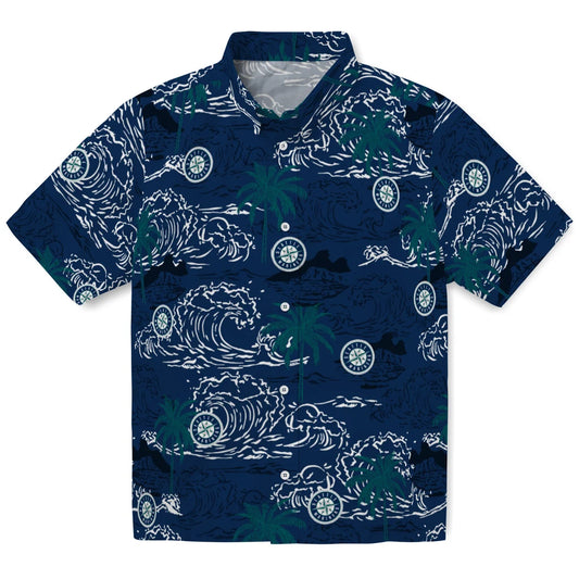 Seattle Mariners Hawaiian Shirt - Wave Palm | Moonbestprint