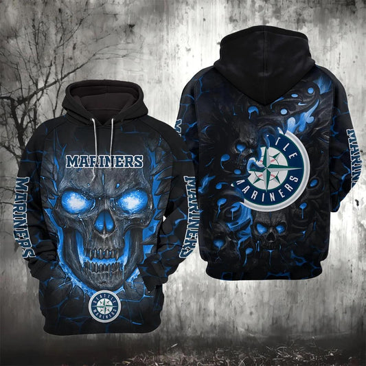 Seattle Mariners Lava Skull 3D MLB All Over Print Hoodie -Moonbestprint