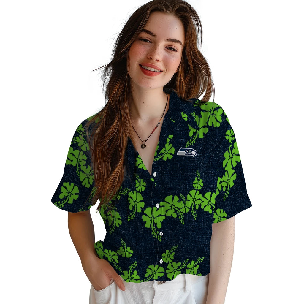 Seattle Seahawks Hawaiian Shirt - 50th State Flower | Moonbestprint