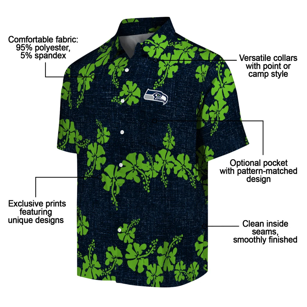 Seattle Seahawks Hawaiian Shirt - 50th State Flower | Moonbestprint