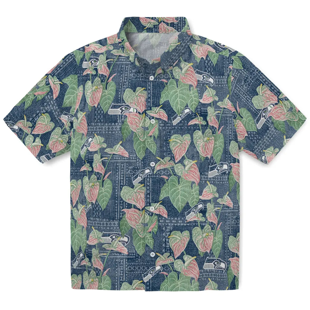 Seattle Seahawks Hawaiian Shirt - Anthurium Overlay | Moonbestprint
