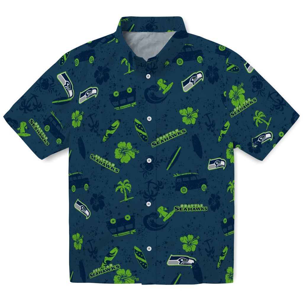 Seattle Seahawks Hawaiian Shirt - Beach Vibe | Moonbestprint