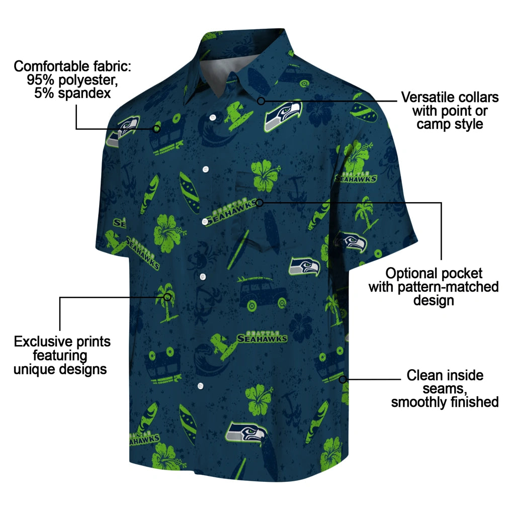 Seattle Seahawks Hawaiian Shirt - Beach Vibe | Moonbestprint