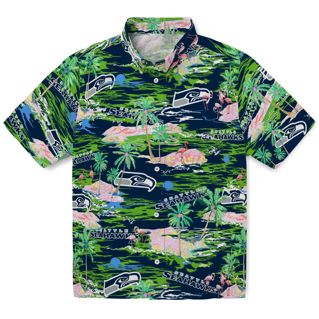 Seattle Seahawks Flamingo Retreat 2026 Hawaiian Shirt – Moonbestprint