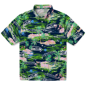 Seattle Seahawks Flamingo Retreat 2026 Hawaiian Shirt – Moonbestprint