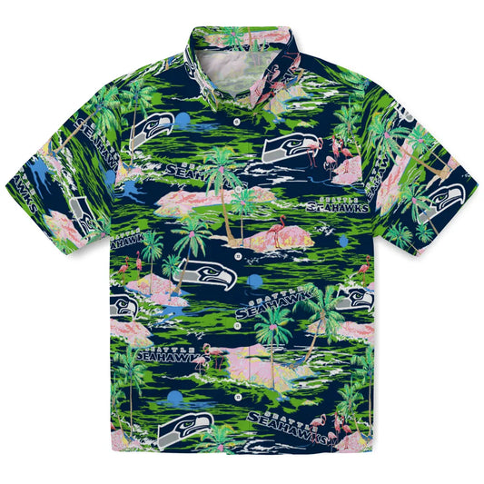 Seattle Seahawks Flamingo Retreat 2026 Hawaiian Shirt – Moonbestprint