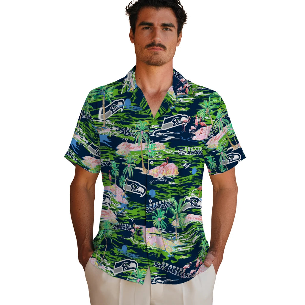 Seattle Seahawks Flamingo Retreat 2026 Hawaiian Shirt – Moonbestprint