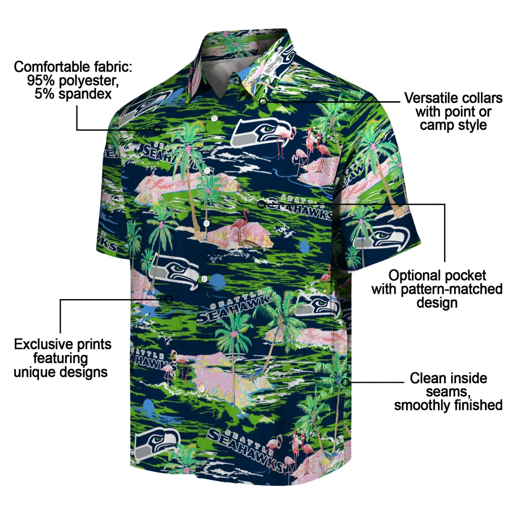 Seattle Seahawks Flamingo Retreat 2026 Hawaiian Shirt – Moonbestprint