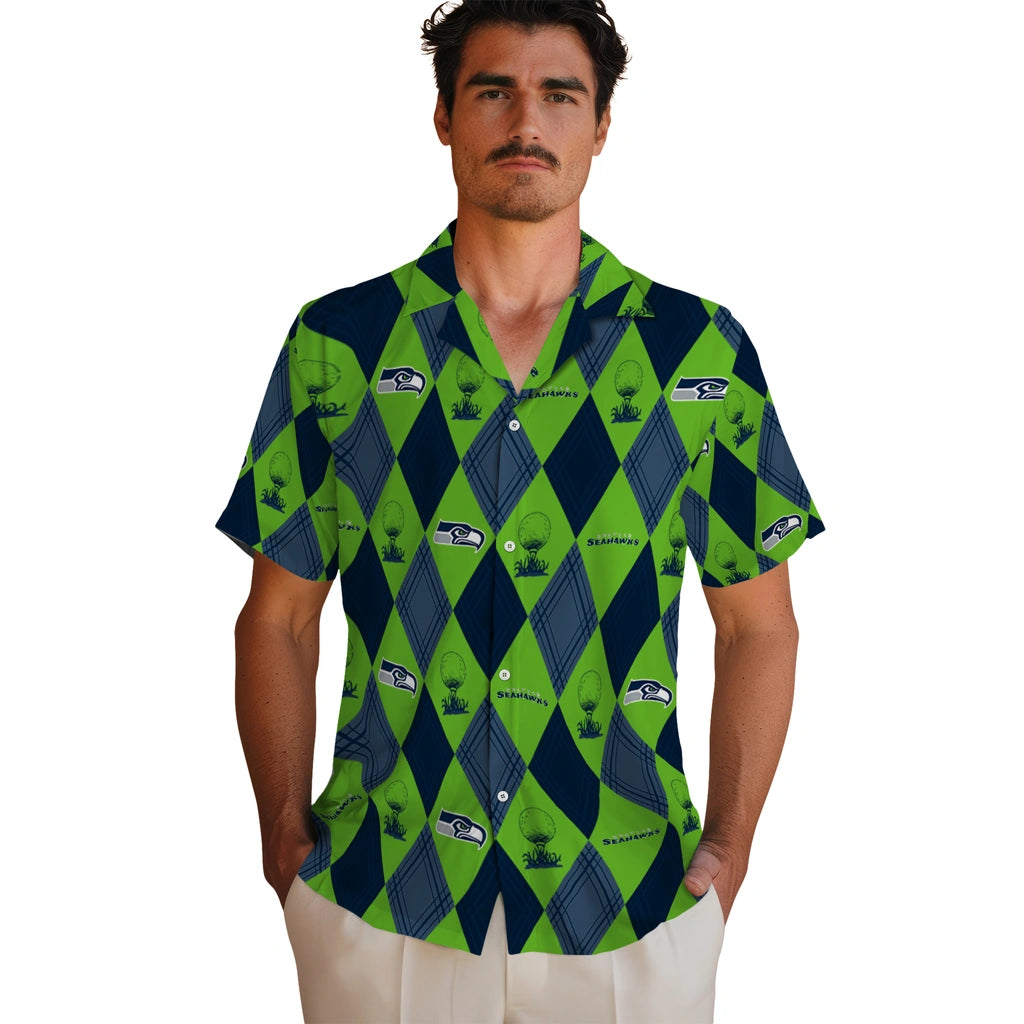 Seattle Seahawks Hawaiian Shirt - Golfing Plaid | Moonbestprint