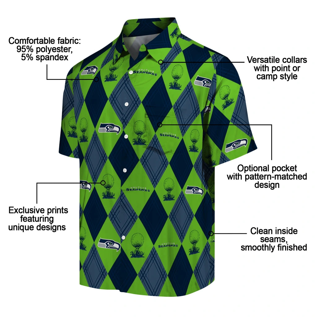 Seattle Seahawks Hawaiian Shirt - Golfing Plaid | Moonbestprint