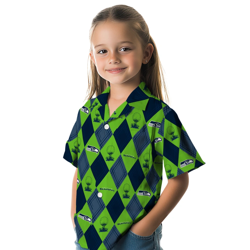 Seattle Seahawks Hawaiian Shirt - Golfing Plaid | Moonbestprint