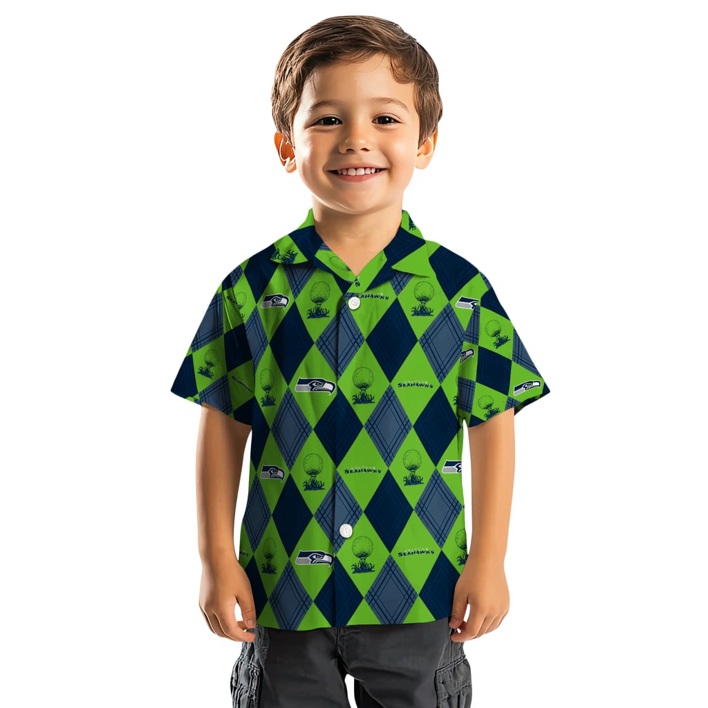 Seattle Seahawks Hawaiian Shirt - Golfing Plaid | Moonbestprint
