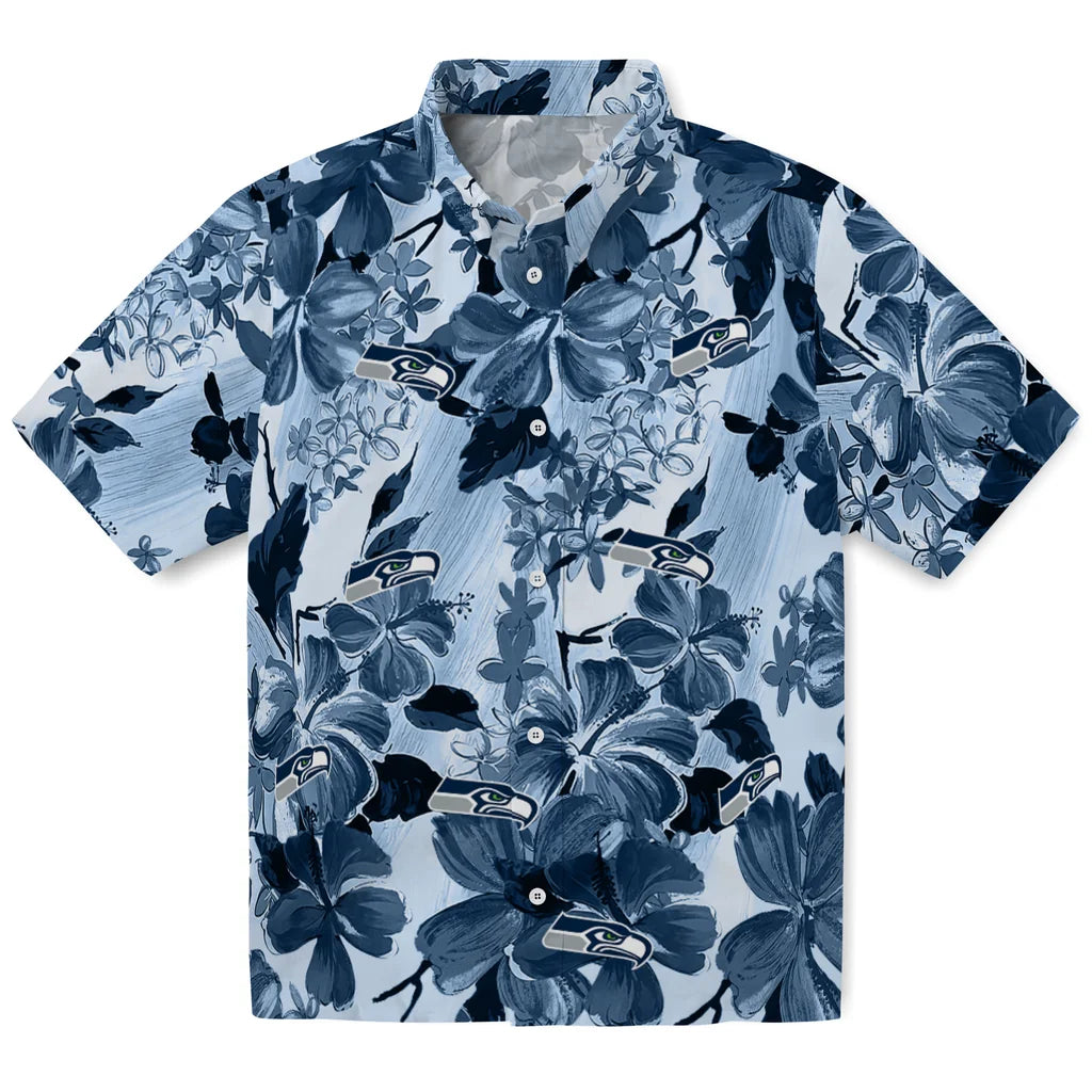 Seattle Seahawks Hawaiian Shirt - Hibiscus Arrangement | Moonbestprint