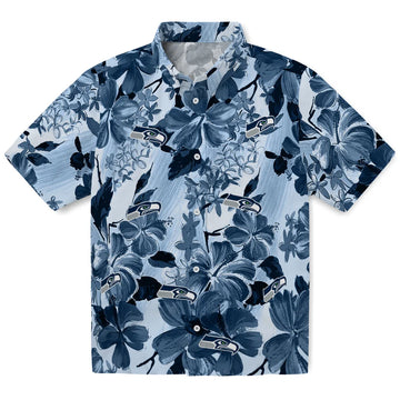 Seattle Seahawks Hawaiian Shirt - Hibiscus Arrangement | Moonbestprint