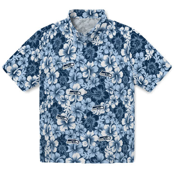 Seattle Seahawks Hawaiian Shirt - Hibiscus Blooms | Moonbestprint