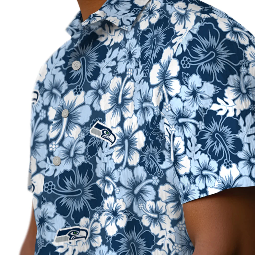 Seattle Seahawks Hawaiian Shirt - Hibiscus Blooms | Moonbestprint