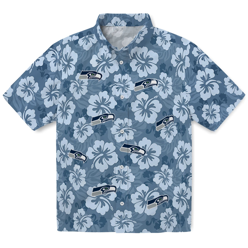 Seattle Seahawks Hawaiian Shirt - Hibiscus Cluster | Moonbestprint