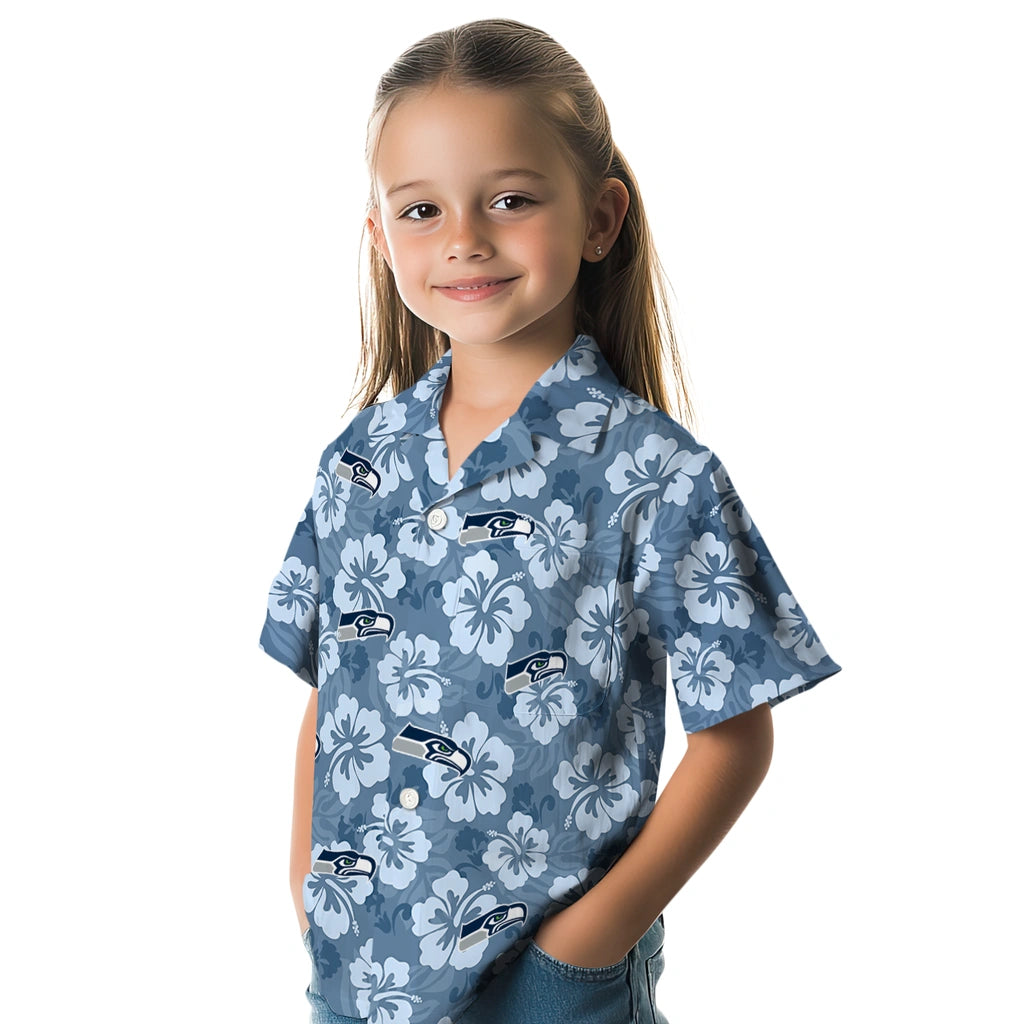 Seattle Seahawks Hawaiian Shirt - Hibiscus Cluster | Moonbestprint