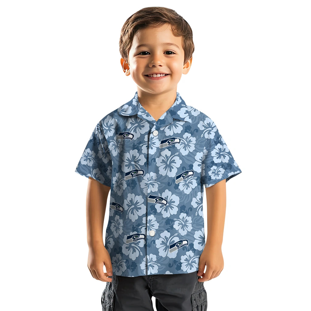 Seattle Seahawks Hawaiian Shirt - Hibiscus Cluster | Moonbestprint