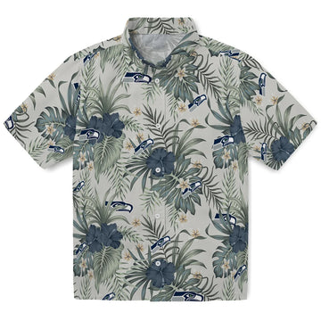 Seattle Seahawks Hawaiian Shirt - Hibiscus Designs | Moonbestprint
