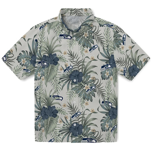 Seattle Seahawks Hawaiian Shirt - Hibiscus Designs | Moonbestprint