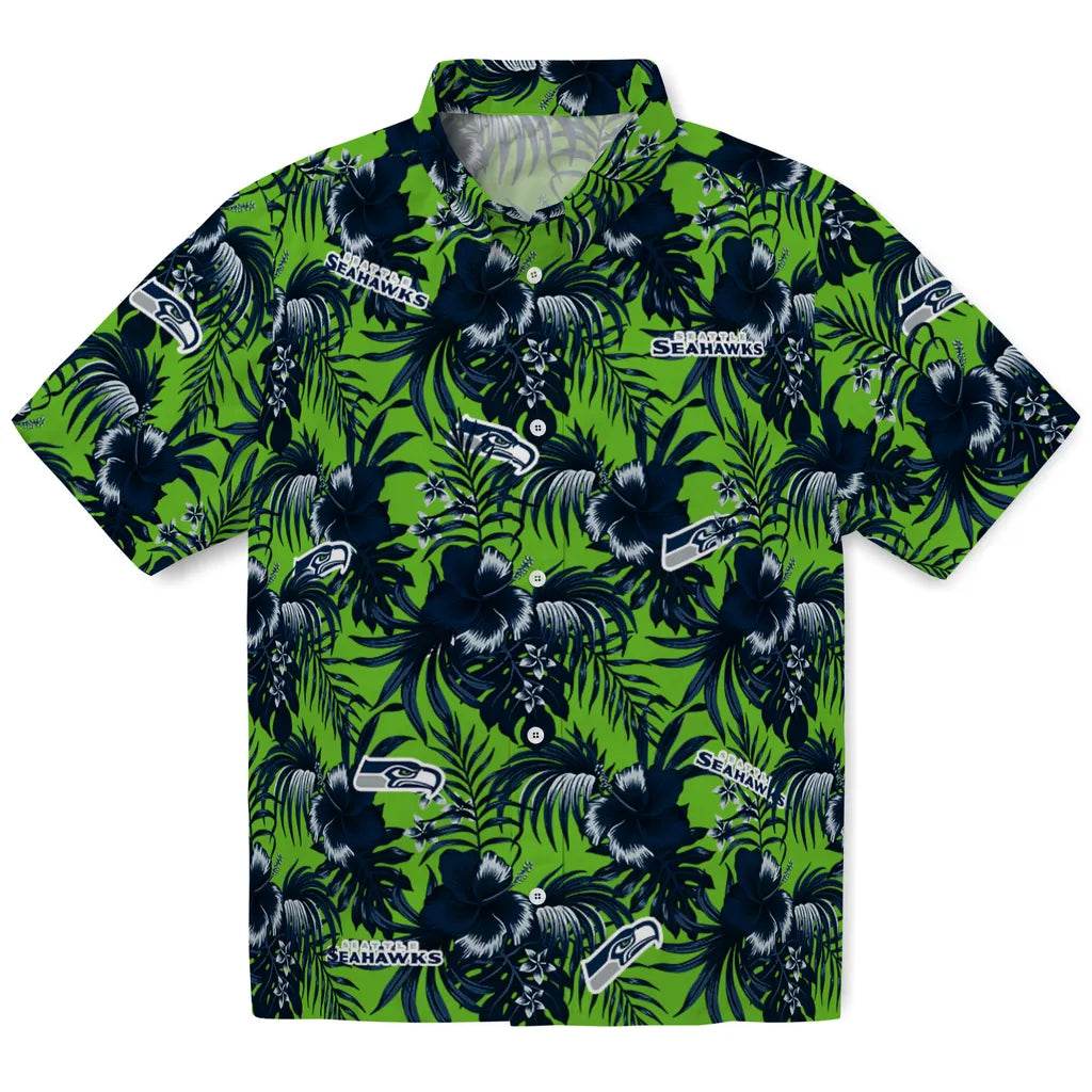 Seattle Seahawks Hawaiian Shirt - Hibiscus Exotic | Moonbestprint
