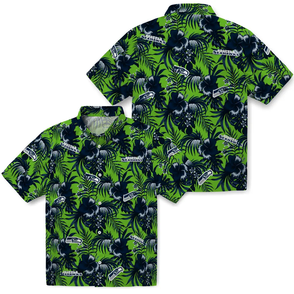 Seattle Seahawks Hawaiian Shirt - Hibiscus Exotic | Moonbestprint