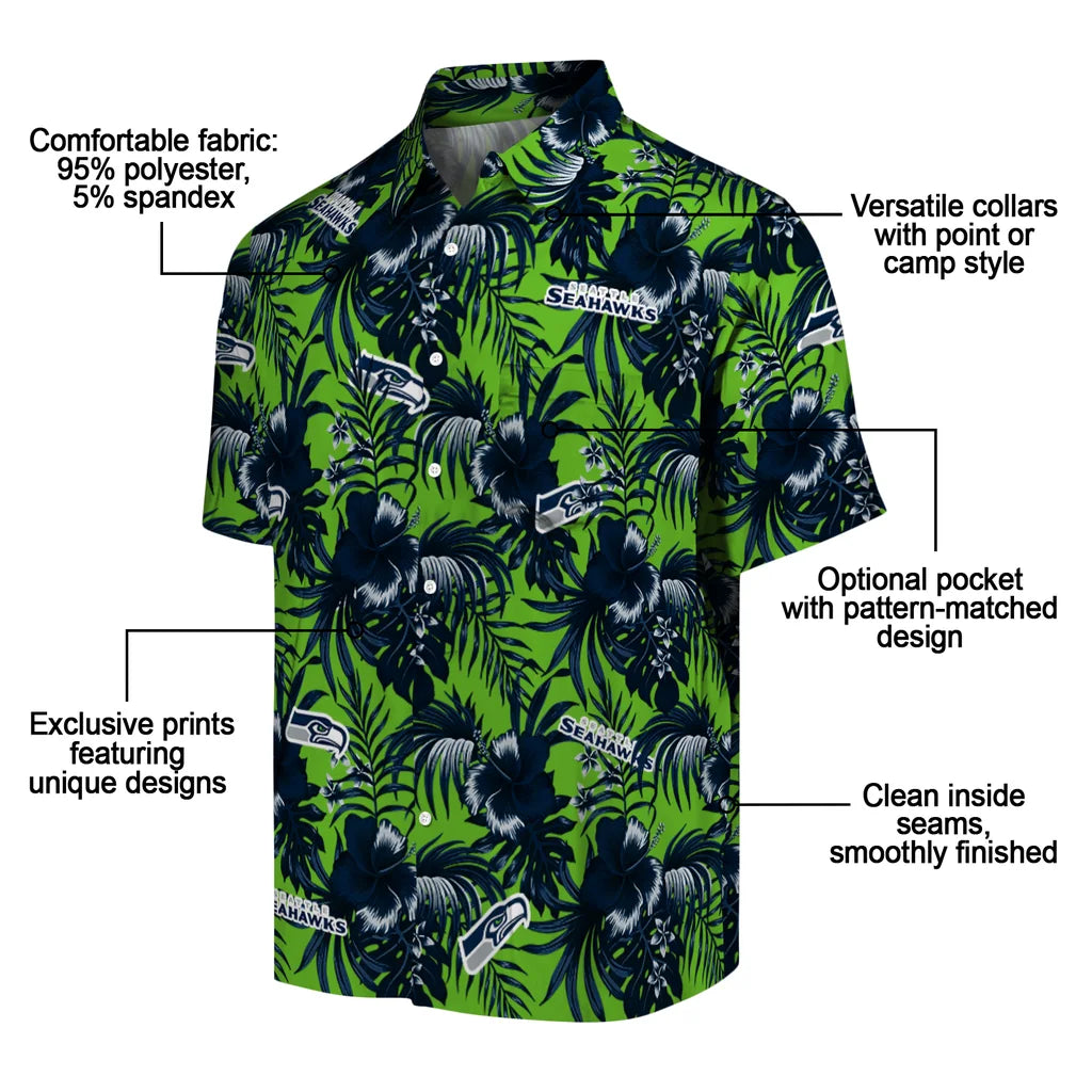 Seattle Seahawks Hawaiian Shirt - Hibiscus Exotic | Moonbestprint
