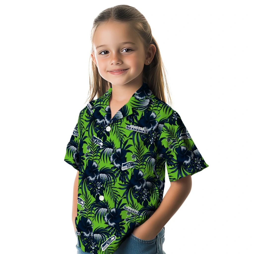Seattle Seahawks Hawaiian Shirt - Hibiscus Exotic | Moonbestprint
