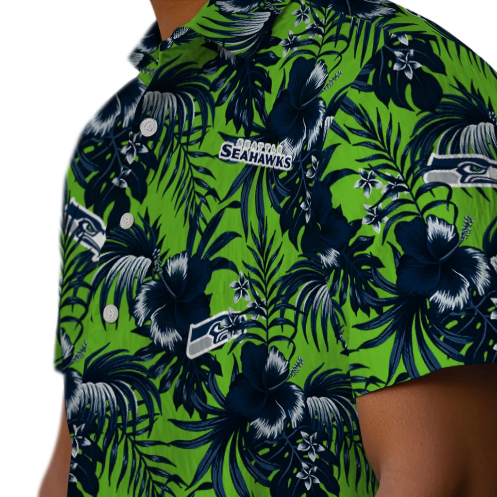 Seattle Seahawks Hawaiian Shirt - Hibiscus Exotic | Moonbestprint