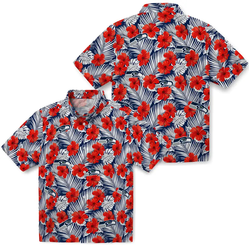 Seattle Seahawks Hawaiian Shirt - Hibiscus Fiesta | Moonbestprint