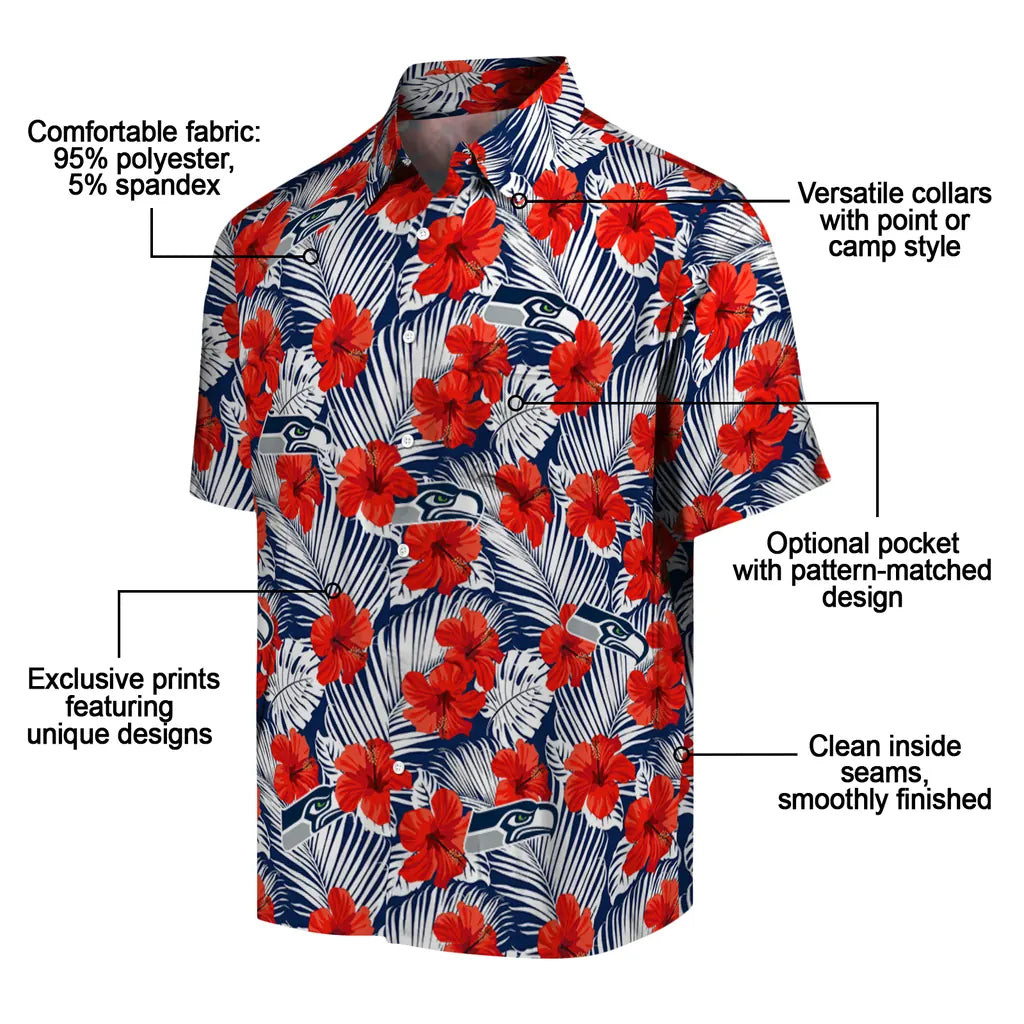 Seattle Seahawks Hawaiian Shirt - Hibiscus Fiesta | Moonbestprint
