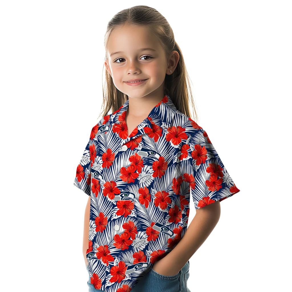 Seattle Seahawks Hawaiian Shirt - Hibiscus Fiesta | Moonbestprint