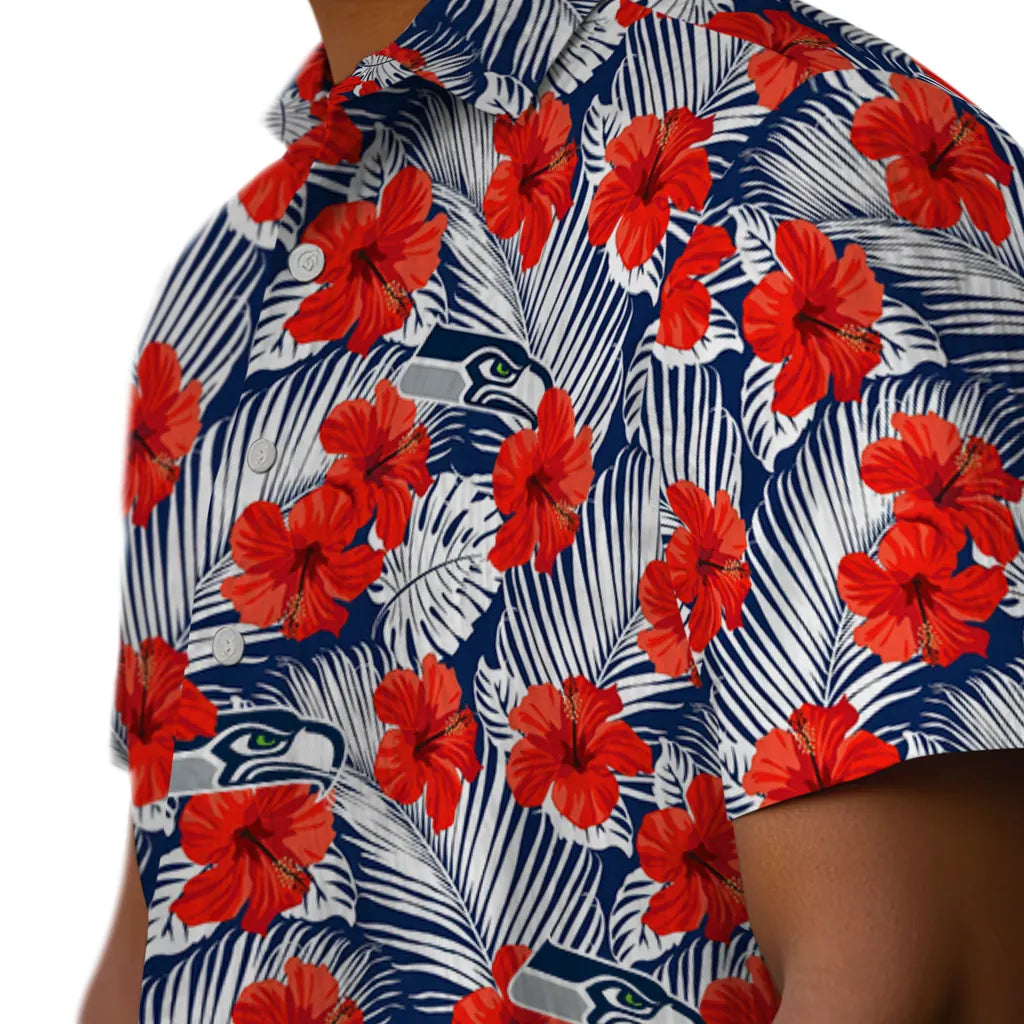 Seattle Seahawks Hawaiian Shirt - Hibiscus Fiesta | Moonbestprint