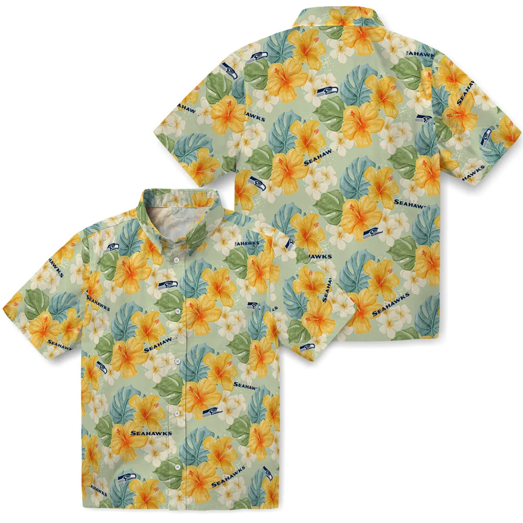 Seattle Seahawks Hawaiian Shirt - Hibiscus Mood | Moonbestprint