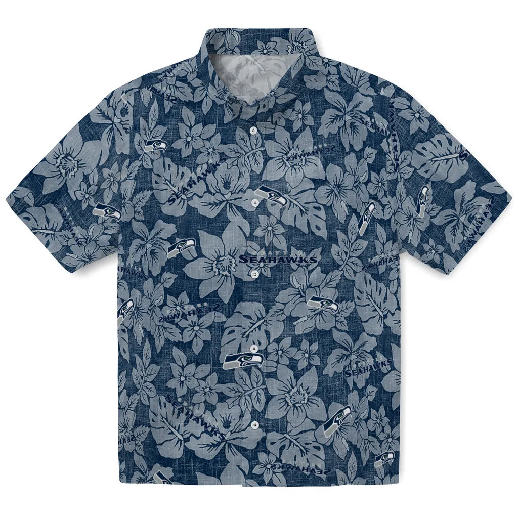 Seattle Seahawks Hawaiian Shirt - Hibiscus Oasis | Moonbestprint