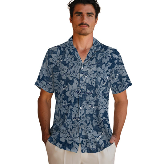 Seattle Seahawks Hawaiian Shirt - Hibiscus Oasis | Moonbestprint
