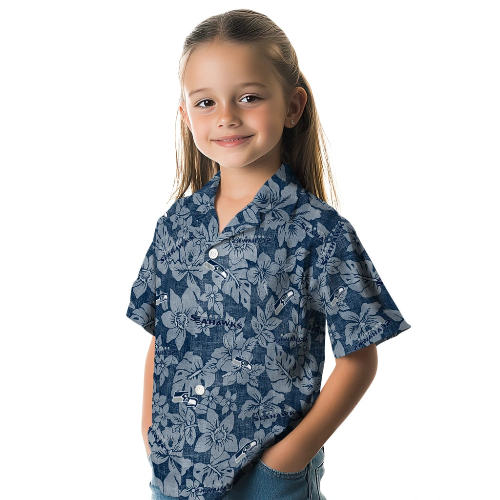Seattle Seahawks Hawaiian Shirt - Hibiscus Oasis | Moonbestprint